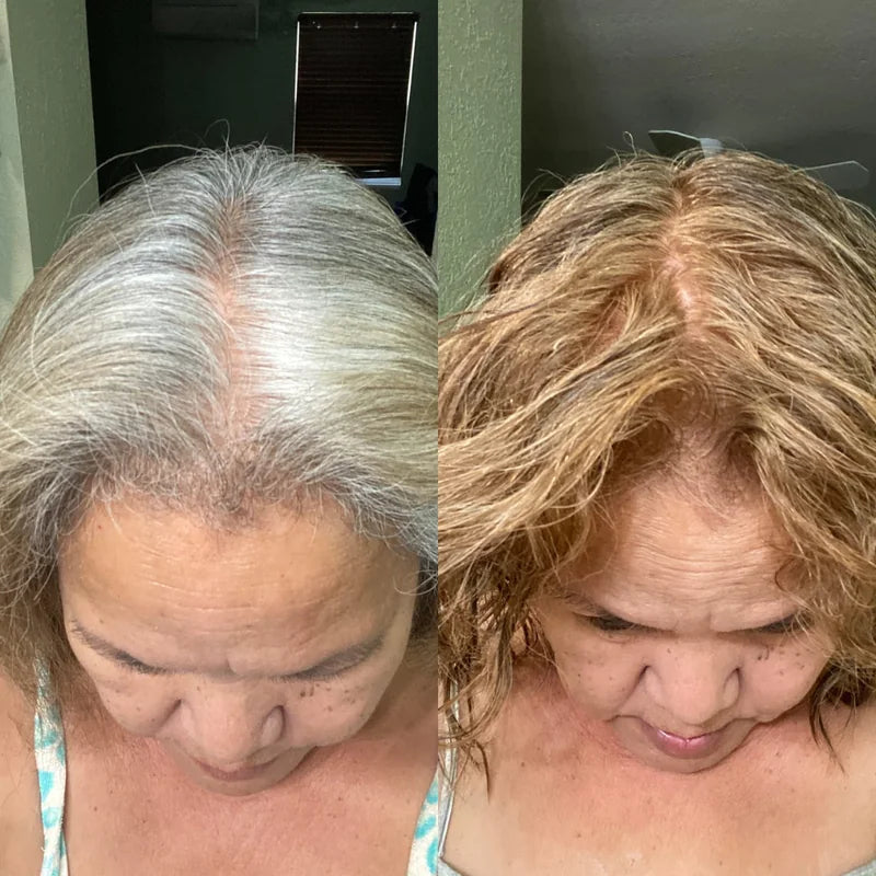 Avant / après cheveux blonds